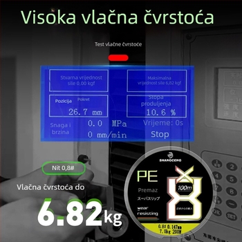 PE glavna linija, 8-vlaknasta linija za ribolov, glatka, dugi domet bacanja, visoka čvrstoća