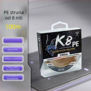 100 m plietana PE ribolovna linija, glavna linija i predvez, visoka čvrstoća za dugačka bacanja