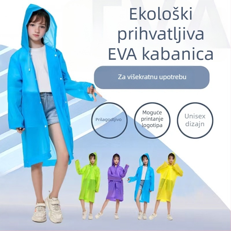 Dječji EVA kišni kaput-pončo, jednoplošni, debeli i produženi, za djecu od 3 do 6 godina