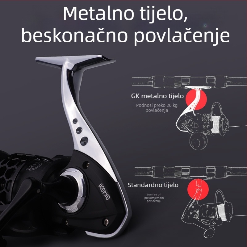 Potpuno metalni spinning navijač za morski ribolov – dugi dometi bacanja