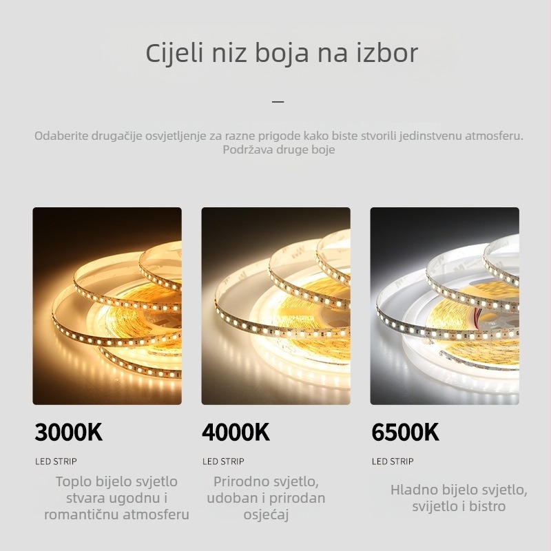 Prilagodljive LED trake, samoljepljive, za strop dnevnog boravka, mogu se izrezati na željenu dužinu, niskonaponske linearne LED trake 2835