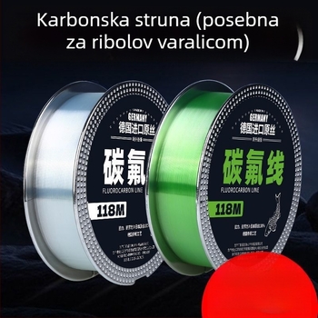 Karbonska ribolovna linija, glavna linija za mamce, duljina 118 m, vodilna linija i podlinija visoke čvrstoće