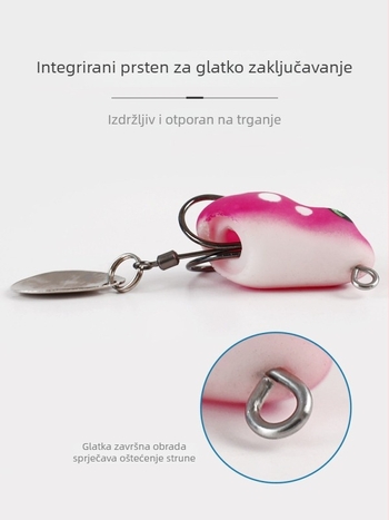 Shark Hunter: Set od 5 mini žaba vabo za duga bacanja s mekanim mamcima, dvostrukim udicama i zvučnim dijelom za lov snakehead
