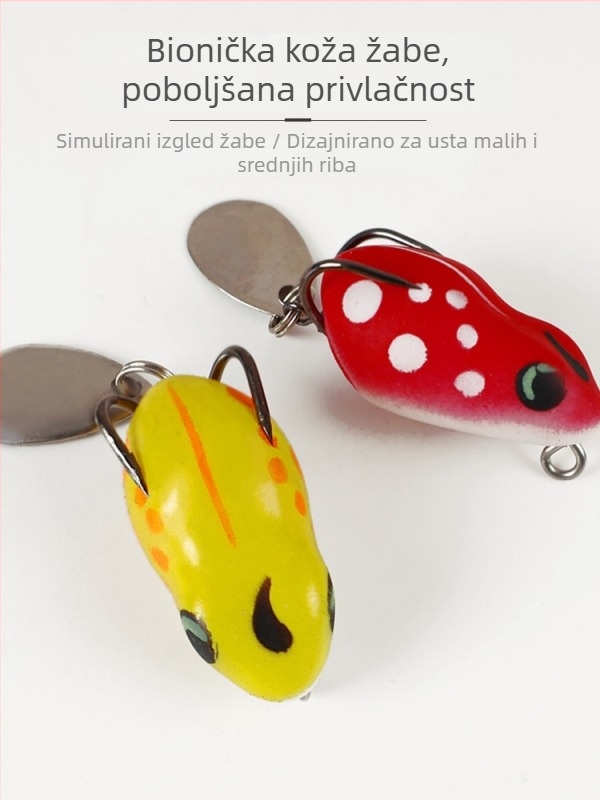 Shark Hunter: Set od 5 mini žaba vabo za duga bacanja s mekanim mamcima, dvostrukim udicama i zvučnim dijelom za lov snakehead