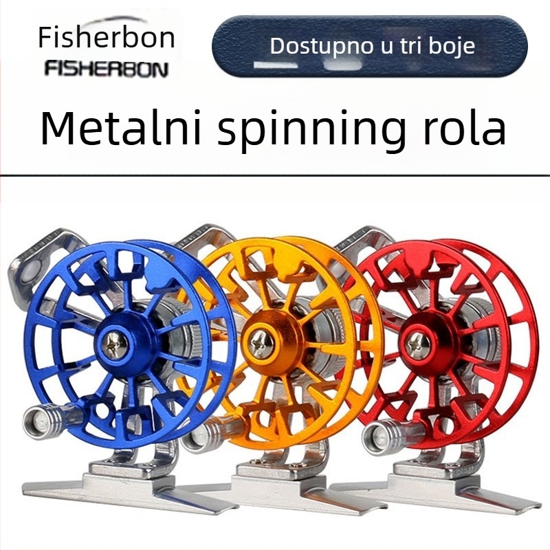 Potpuno metalni kolut za raft s magnetskom kočnicom, prednji pogon za ledni ribolov
