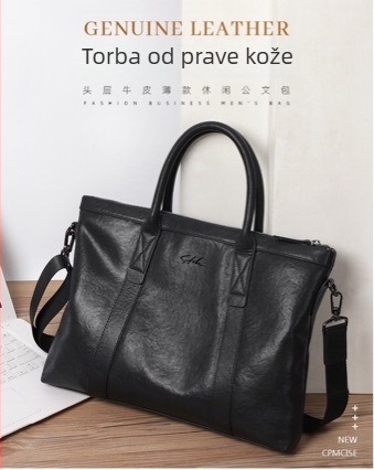 Sachi muška kožna torba za laptop 13 inča, koža prve sloja, geometrijski uzorak, gradski stil, tanka poslovna torba