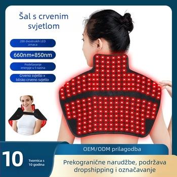 Šal terapije crvenim svjetlom 660 nm i infracrvenim grijanjem za rame i vrat, prijenosni kućni uređaj za uporabu