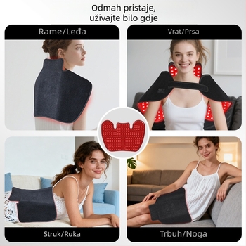 Šal terapije crvenim svjetlom 660 nm i infracrvenim grijanjem za rame i vrat, prijenosni kućni uređaj za uporabu