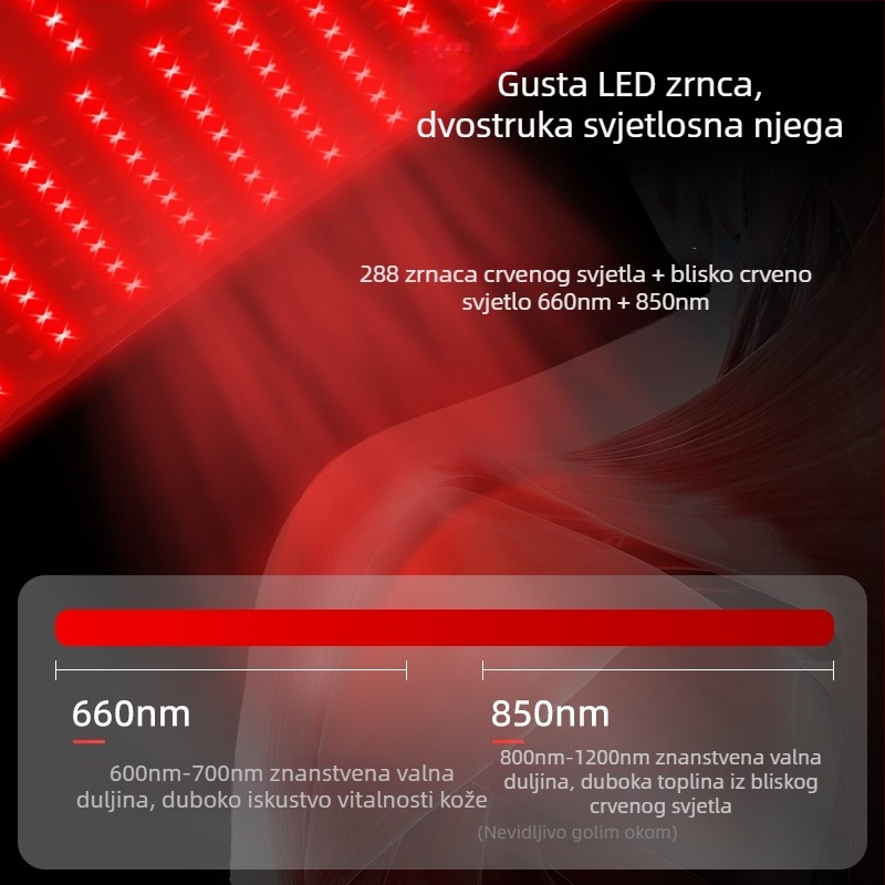 Šal terapije crvenim svjetlom 660 nm i infracrvenim grijanjem za rame i vrat, prijenosni kućni uređaj za uporabu