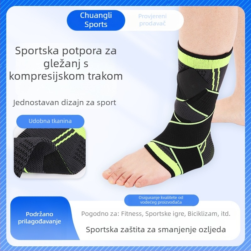 Prilagodljivi gležni štitnik za sport i trčanje, elastična kompresija i traka