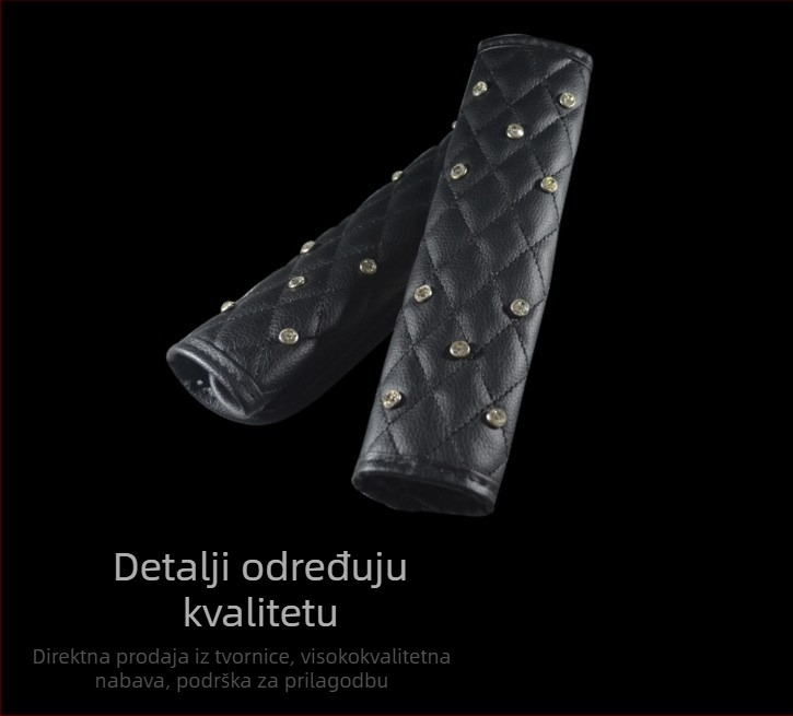 Diamantno ukrašen jastučić za ramenski pojas automobila, kožni ukras