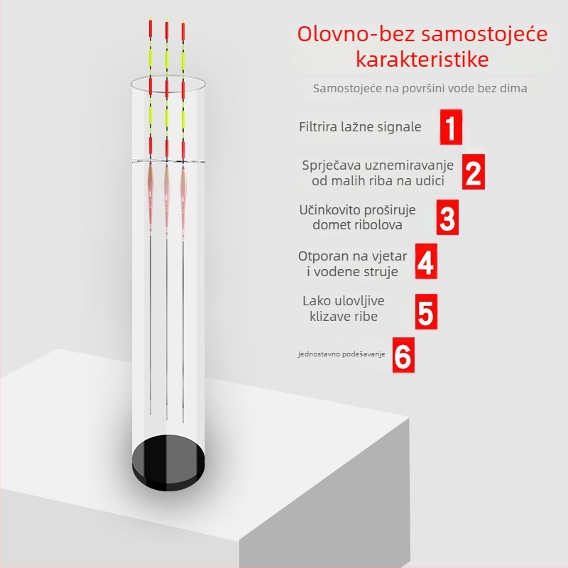 Plovak bez olova, s izražajnim vizualnim dizajnom, samostojeći za velike ribe, s dvostrukim perlicama