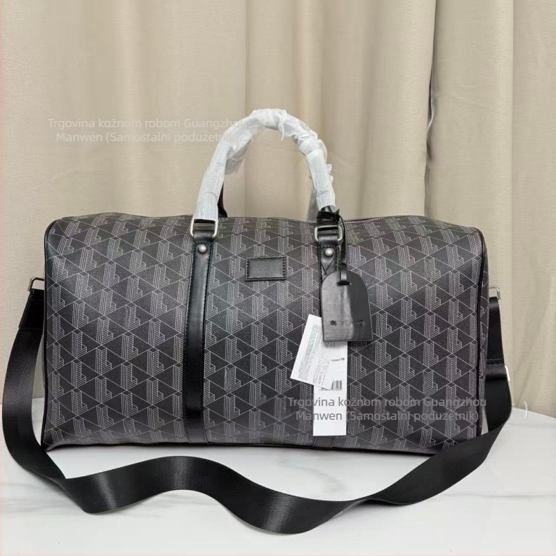 Unisex putna torba, kapacitet 20–35 L, PVC tijelo s teksturom Lychee kože, geometrijski uzorak, odvojeni odjeljak za cipele