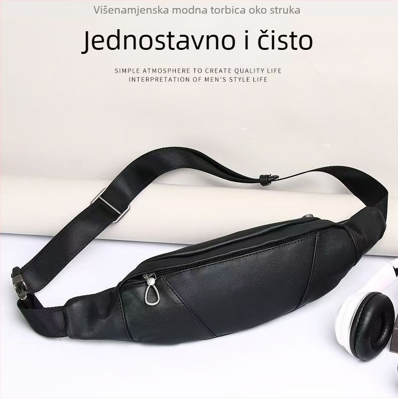 Bolang 8015 Muška kožna hip torba, urbanog stila, multifunkcionalna mala torba, proljeće 2026