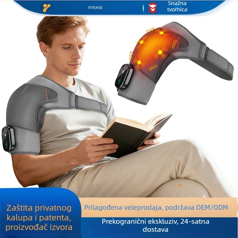 Napredna električna podloga za rame s četiri motora vibracije za ublažavanje boli kod periartroze ramena, fizioterapijski topli kompres