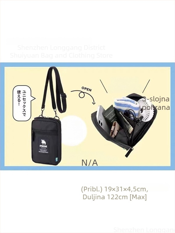 Muška crossbody torba, poliester, stil putovanja za slobodno vrijeme, kompaktna kvadratna torba za svakodnevnu upotrebu
