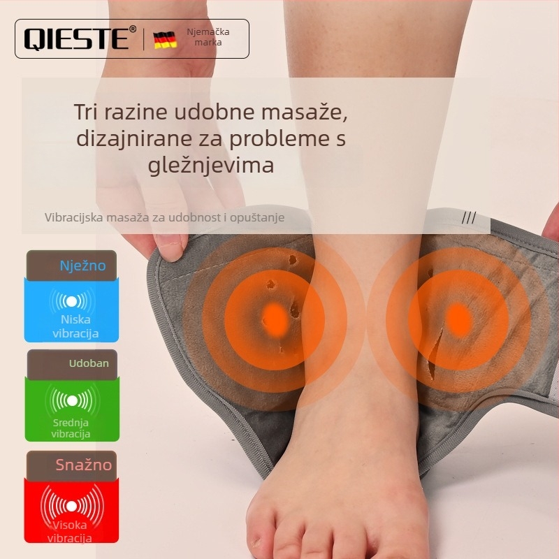 Napajano električno grijana gležanj ortoza s vibracijom, kontrolom temperature, toplim kompresom i masažom — tri razine grijanja, tri načina masaže i tajmer