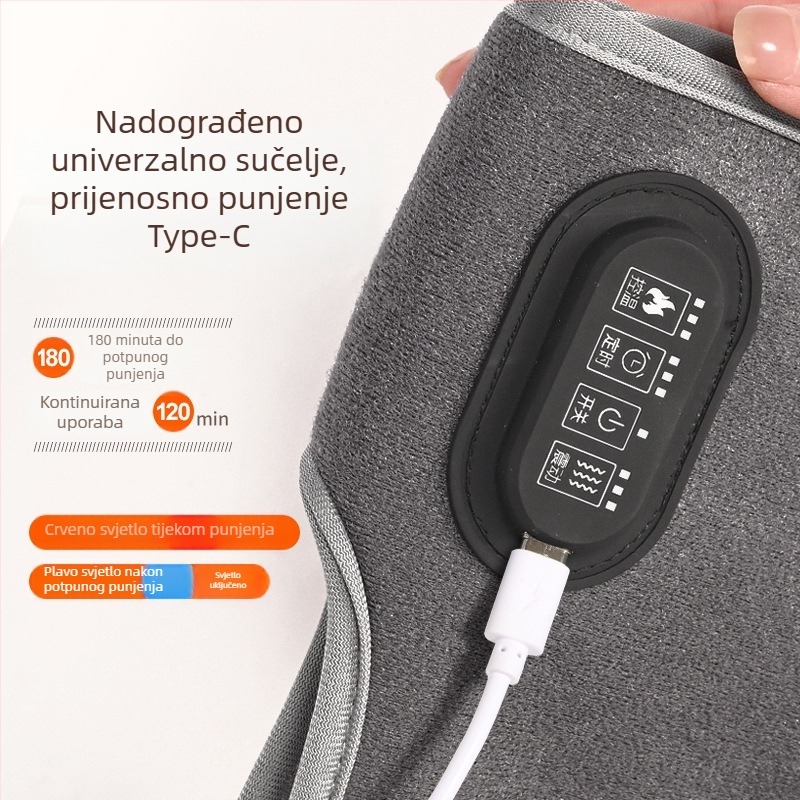 Napajano električno grijana gležanj ortoza s vibracijom, kontrolom temperature, toplim kompresom i masažom — tri razine grijanja, tri načina masaže i tajmer
