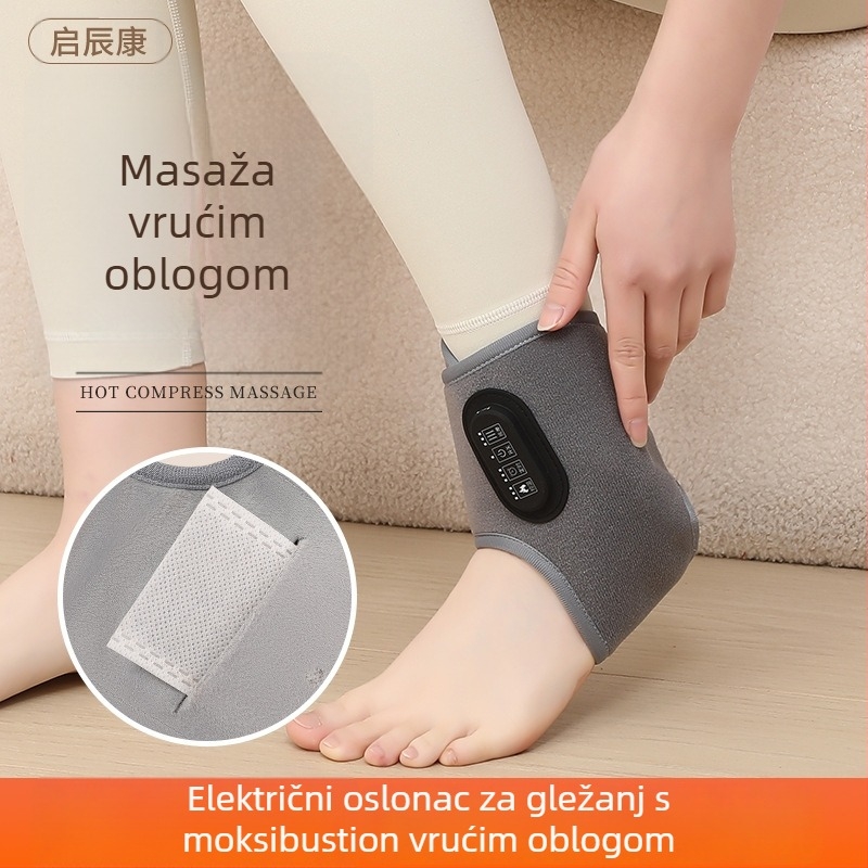 Napajano električno grijana gležanj ortoza s vibracijom, kontrolom temperature, toplim kompresom i masažom — tri razine grijanja, tri načina masaže i tajmer