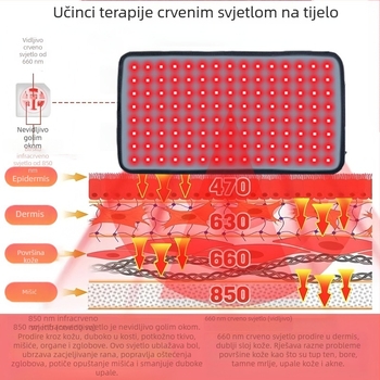 Mini fizioterapijska podloga s 120 LED, crvena svjetlost za struk i rameni jastučić, infracrveno grijanje za terapiju