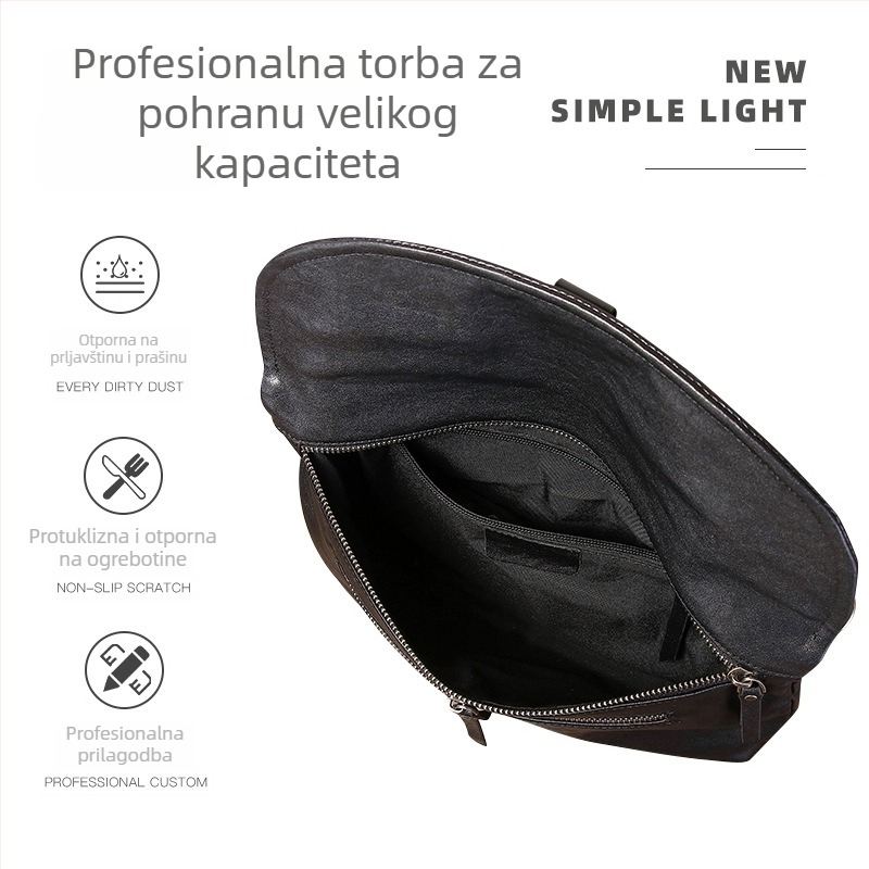 Muška torbica za rame od prave kože, crossbody torba od prvog sloja biljno obrađene kože, casual i svestrana 9846
