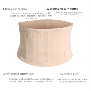 Pojas za podršku struka za uredske i fitness aktivnosti, prozračan, lagana kompresija.