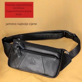 Muška torbica od prave kože za pojas ili prsni dio, crossbody, višenamjenska torba preko ramena, koža prvog sloja, futrola za telefon i naočale