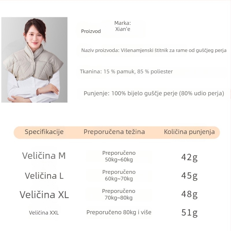 Šal od guščjeg perja, unisex, zaštita vrata i ramena, toplo zimi