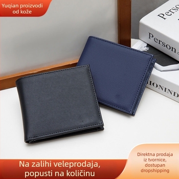 Muški novčanik od prave kože, kompaktnog formata, kravlja koža, gradski minimalistički stil