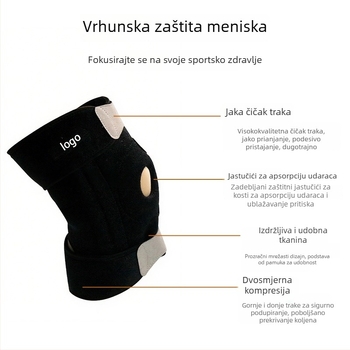 Pletene sportske koljenaste štitnike s kompresijskim remenom za košarku, trčanje, fitness i biciklizam – prozračni, kompresivni