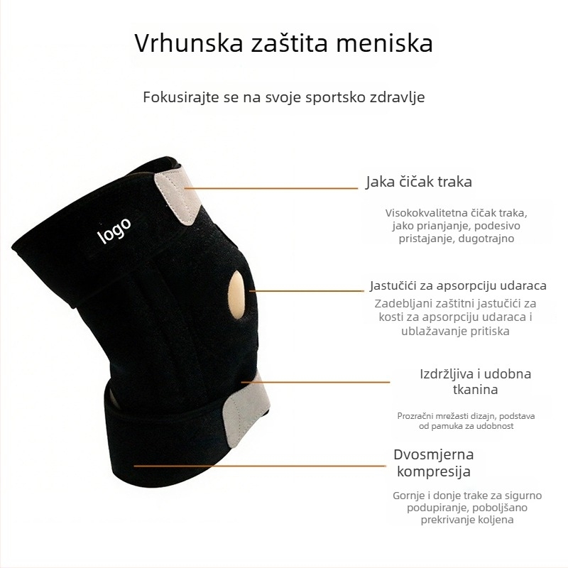 Pletene sportske koljenaste štitnike s kompresijskim remenom za košarku, trčanje, fitness i biciklizam – prozračni, kompresivni