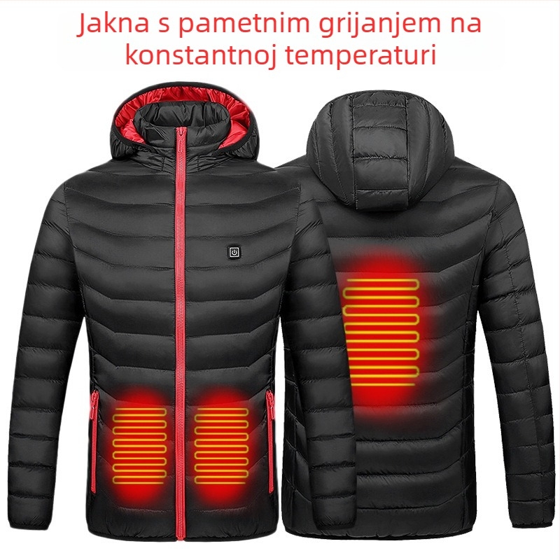 Ženska električno grijana jakna od pamuka s kapuljom, lagana, USB grijanje