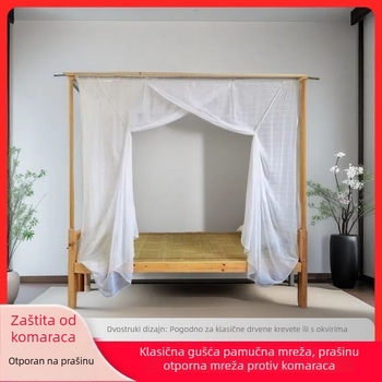 Staromodna pamučna mreža protiv komaraca, s jednim vratima, debela tkanina, otporna na prašinu za studentski dom s katnim krevetom