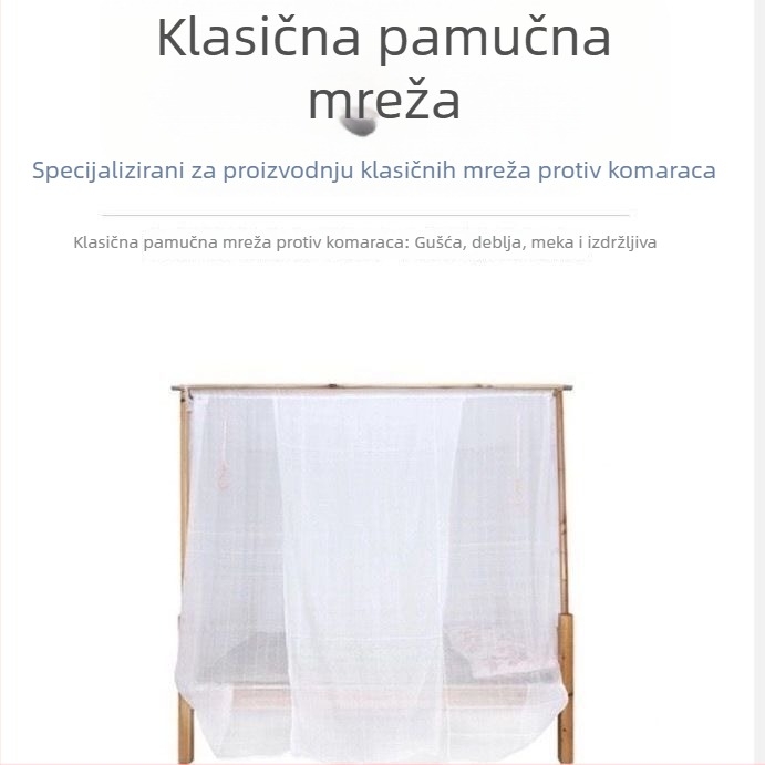 Staromodna pamučna mreža protiv komaraca, s jednim vratima, debela tkanina, otporna na prašinu za studentski dom s katnim krevetom