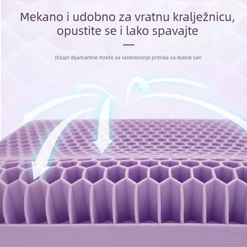 TPE gel jastuk s ćelijskom strukturom, bez tlaka, prozračan gel jezgro, odrasli cervikalni jastuk, ljubičasta