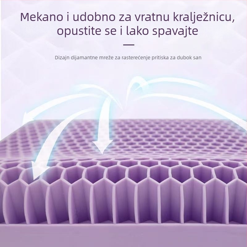 TPE gel jastuk s ćelijskom strukturom, bez tlaka, prozračan gel jezgro, odrasli cervikalni jastuk, ljubičasta