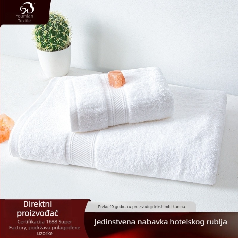 Hotelski ručnici od 100% pamuka, bijeli spiralni saten 16s, kvadratni ručnici za lice i tijelo