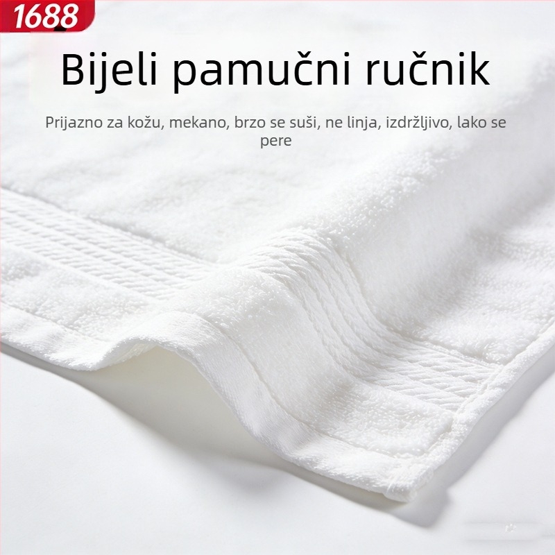 Pamukasti trokomponentni set za hotele i hostele – bijeli kupaonski ručnici, GSM 500, malo otpuštanje vlakana, moguć vezeni logotip