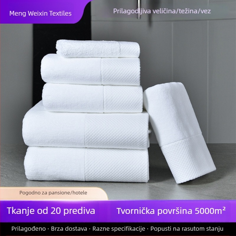 Hotelski ručnici i ručnici za kupanje, upijajući i debeli, 100% pamuk, pogodni za gostinjce, spa i kozmetičke salone, s izvezenim motivom
