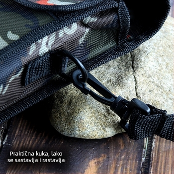 Vanjska maskirna crossbody torba, velika kapaciteta, dvostruka platnena torba za ribolovne alate i dodatke za lopatu
