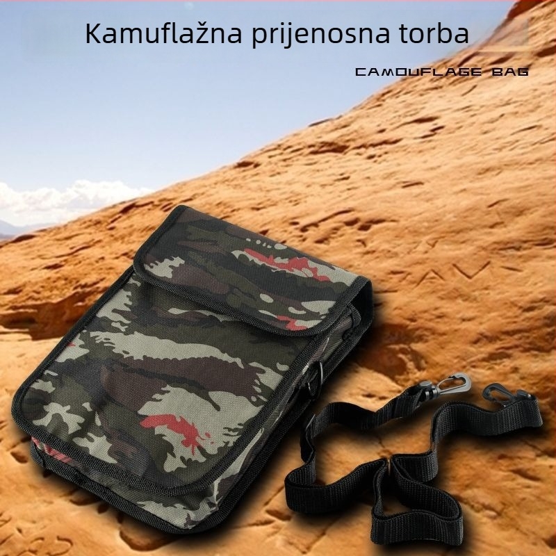 Vanjska maskirna crossbody torba, velika kapaciteta, dvostruka platnena torba za ribolovne alate i dodatke za lopatu