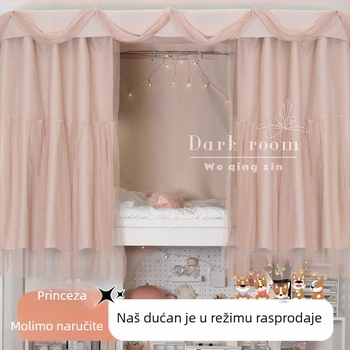Zavjesa za dvokatno kreveta s cvjetnim uzorkom, ružičasta, zatemnjujuća i prozračna