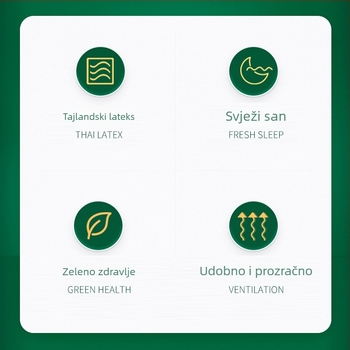 Prirodni lateks jastuk, prozračan jastuk za masažu vrata, pravokutnog oblika, visina 5–10 cm, težina 1–2 kg, pleteni navlaka, sadržaj lateksa preko 90%, za odrasle