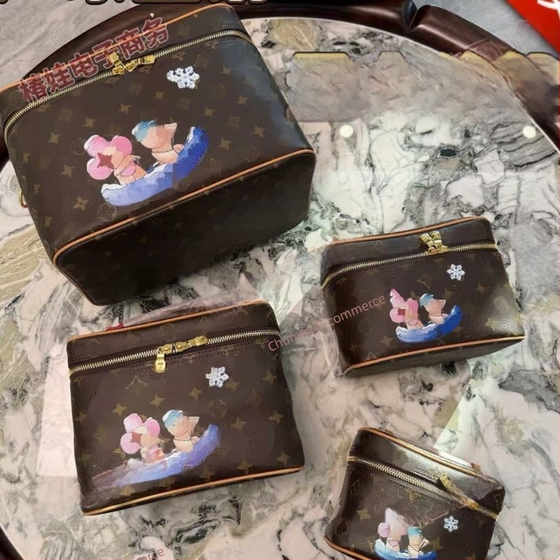 Vintage cvjetna PU kozmetička torbica s crossbody naramenicom, prijenosna torbica za toaletne potrepštine i skladištenje
