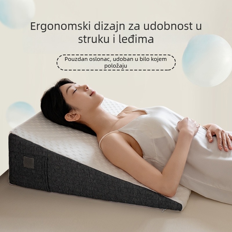 Trokutasti jastuk od pjene za glavu uz krevet, veliki naslon za poluležeći položaj, ublažava hrkanje i pogodan je za čitanje trudnicama.