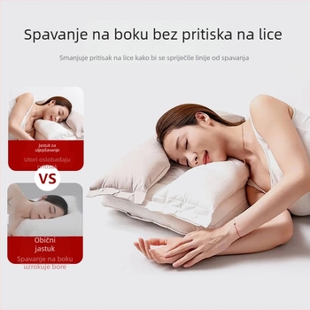 Pamukna jastučnica za vrat tri u jedan za san i ljepotu, s dvostrukim slojem uklonjivog jezgra, protiv bora i nazolabijalnih bora
