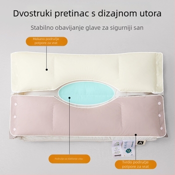 Pamukna jastučnica za vrat tri u jedan za san i ljepotu, s dvostrukim slojem uklonjivog jezgra, protiv bora i nazolabijalnih bora