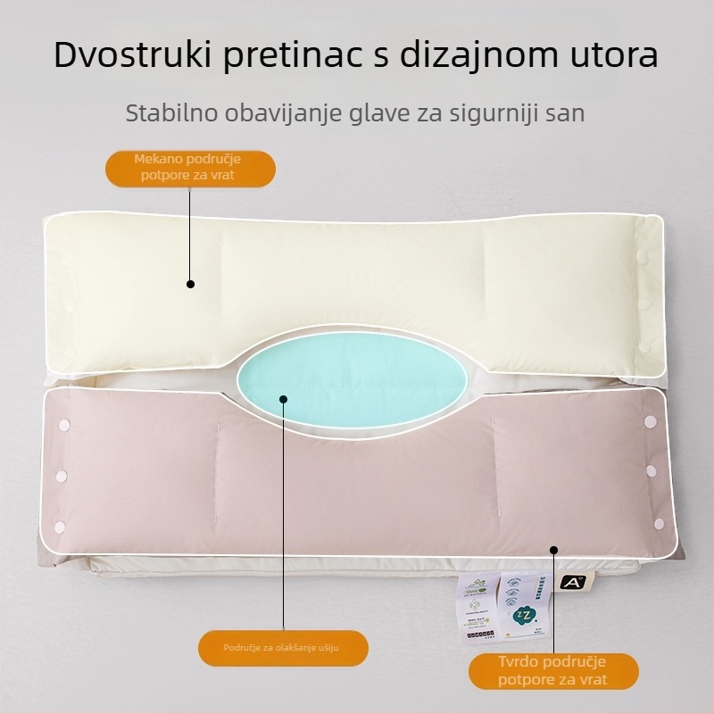Pamukna jastučnica za vrat tri u jedan za san i ljepotu, s dvostrukim slojem uklonjivog jezgra, protiv bora i nazolabijalnih bora