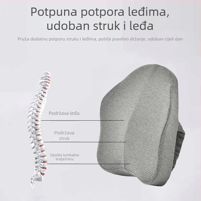 Jastuk za sjedenje od memorijske pjene s lumbalnom podrškom za ured i automobil; podrška za dugo sjedenje; jastučić za kukove za trudnice.