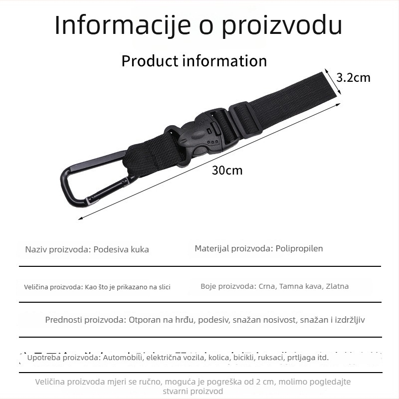 Prilagodljiv pojas za prtljagu s vanjskom kopčom i kukom za ruksak za putovanje